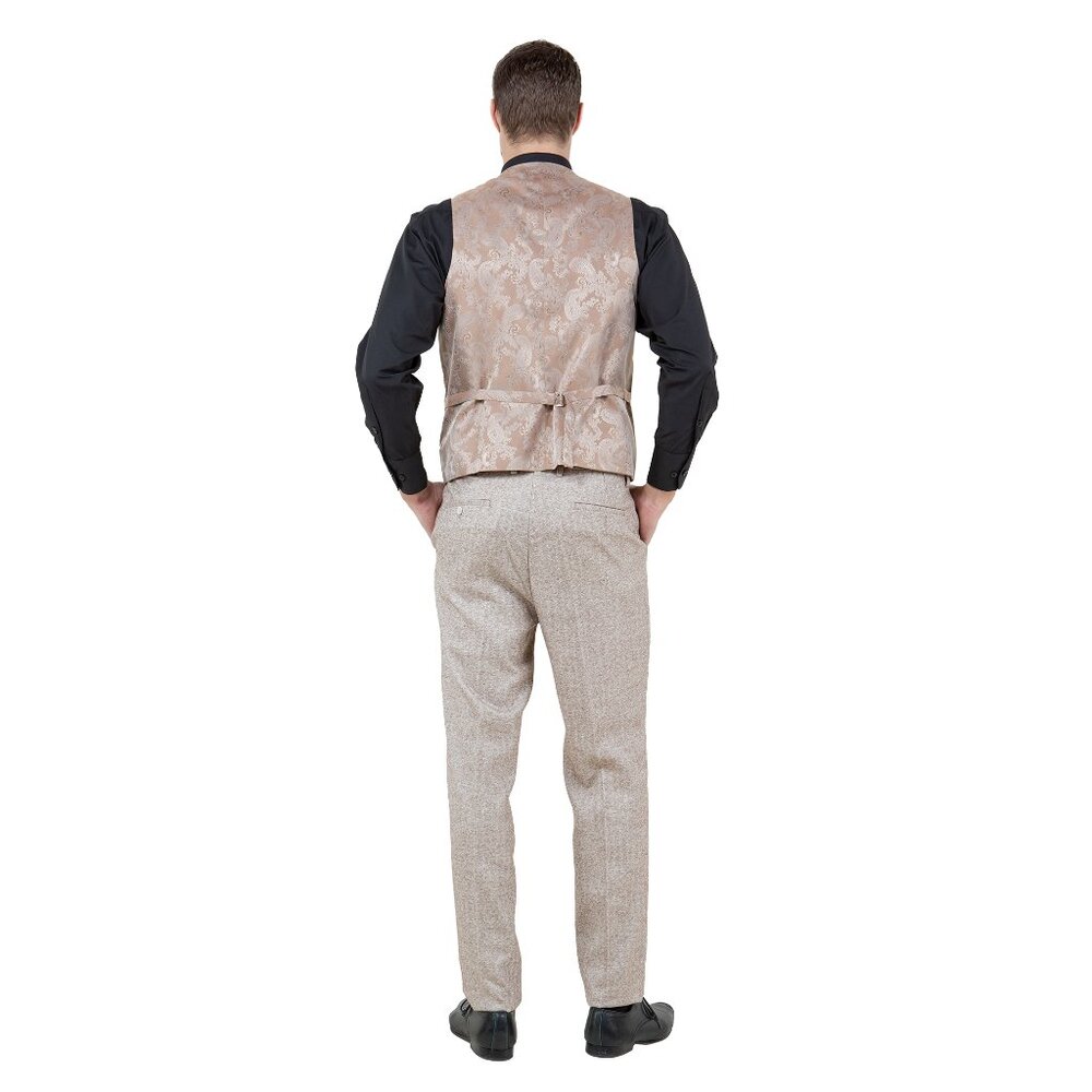 Hybrid Fit Classic Tweed Beige Mens Suit by Sean Alexander - Picture 6 of 9